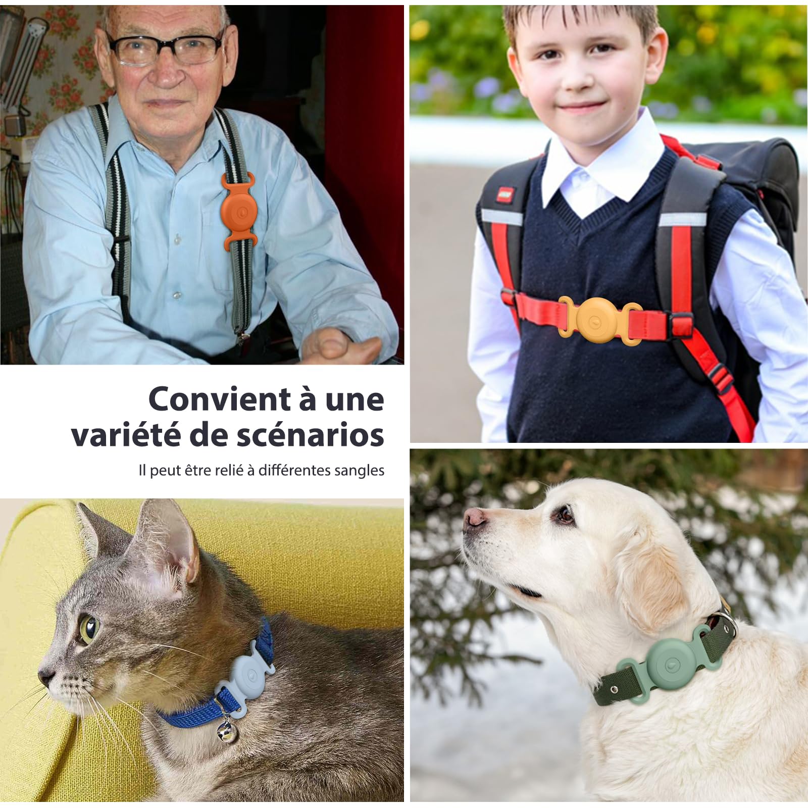 Vancle Airtag Étuis Collier pour Chien et Chat, Coque en Silicone Étanche pour Apple AirTag GPS Finder, 1pc Housse de AirTag Protection pour Pet Colliers de Compagnie Anti-Perte Porte-clés AirTag