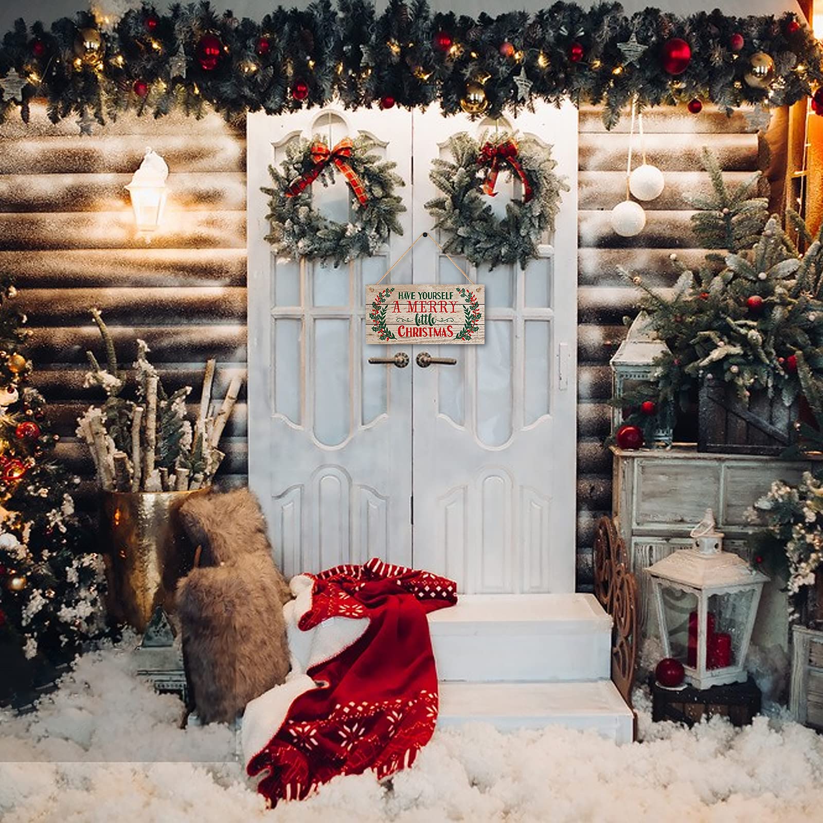 Targa Decorativa In Legno Natale – 'Non Una Creatura Che Stava' – 30x15 Cm, Con Corda
