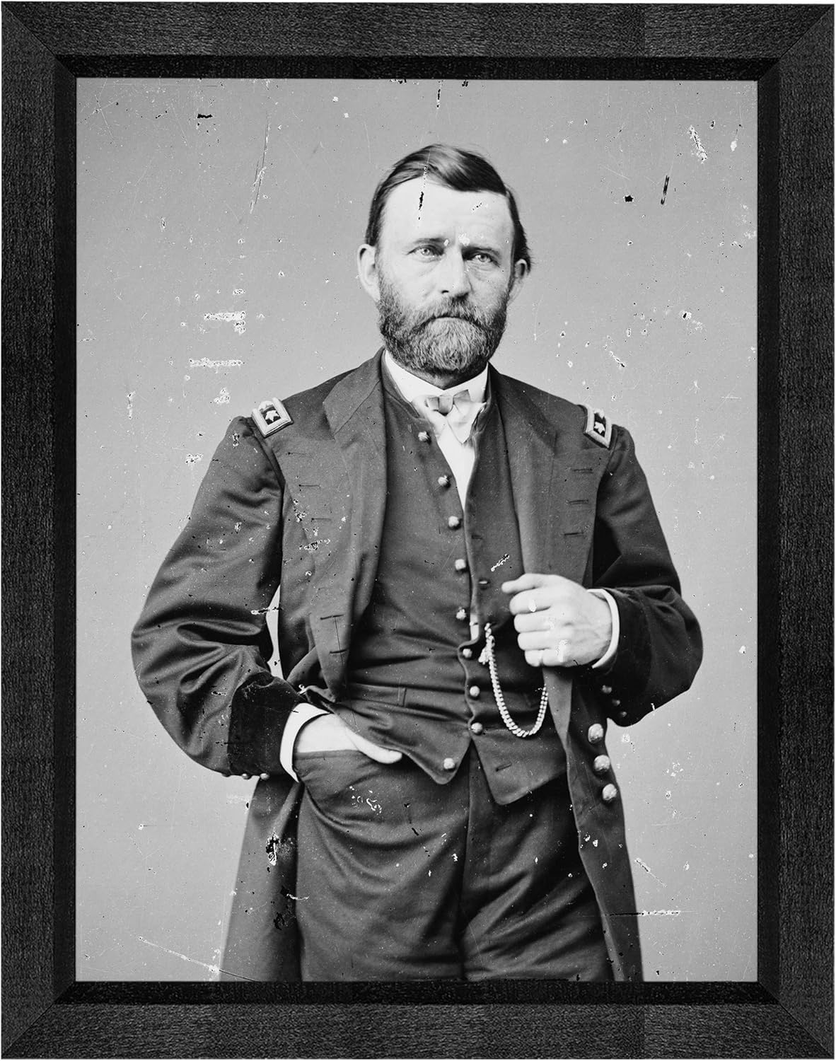 Ulysses S. Grant Photograph in a Black Beveled Frame - Historical Artwork from 1855 - US President Portrait - (5" x 7") - Semi-Gloss