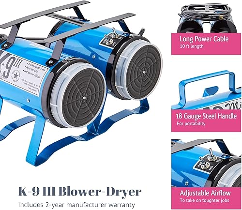 Miniatura 3 de Electric Cleaner Co ECC K9 III - Secador de pelo para perros, diseño resistente y duradero con alto rendimiento para aseo profesional y en casa