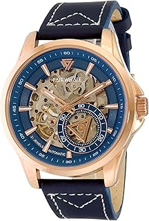 ساعة جلد للرجال من فيرويل FW-6220-1، مقاس 42.5 ملم، ازرق/ازرق