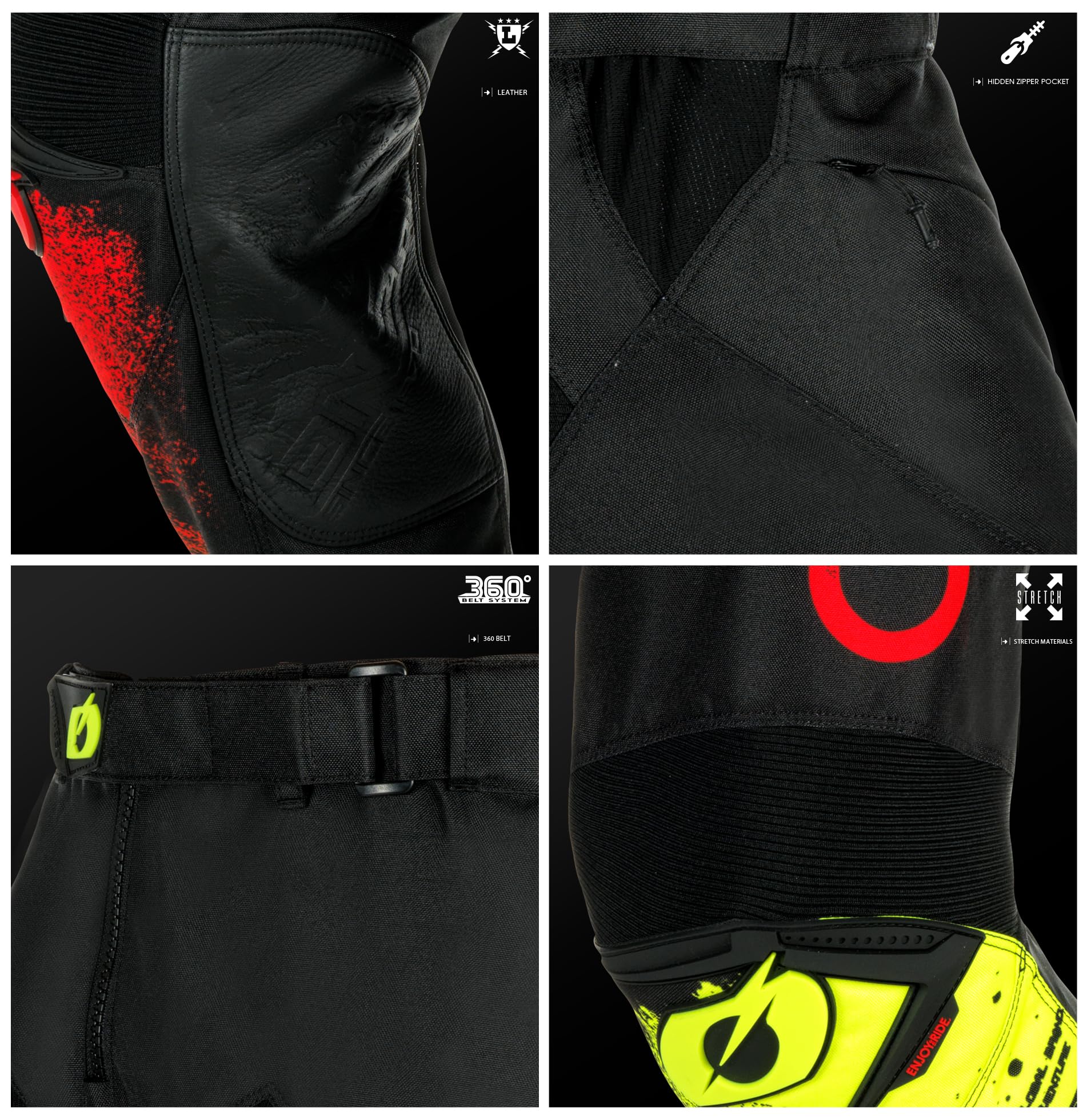 O'NEAL | Motocross-Hose | Enduro Motorrad | Strapazierfähige Denierstoffe, Mit großer Bewegungsfreiheit, Athletische Passform | Pants Mayhem Scarz V.24 | Erwachsene | Schwarz Rot | Größe 36