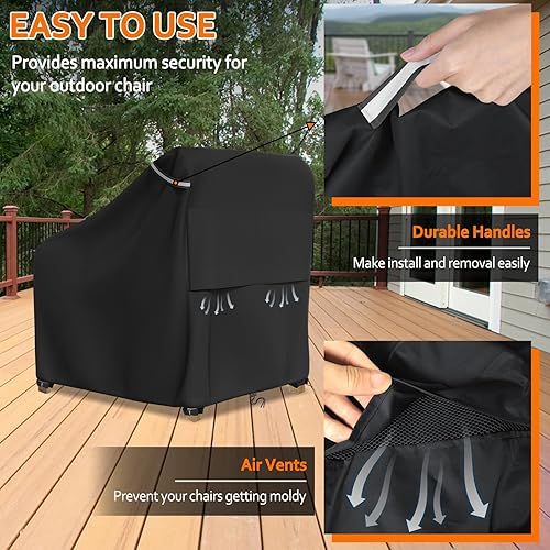 Miniatura 6 de STARTWO Paquete de 2 fundas para sillas giratorias para exteriores, impermeables, para muebles de patio, 30 pulgadas de ancho x 34 pulgadas de