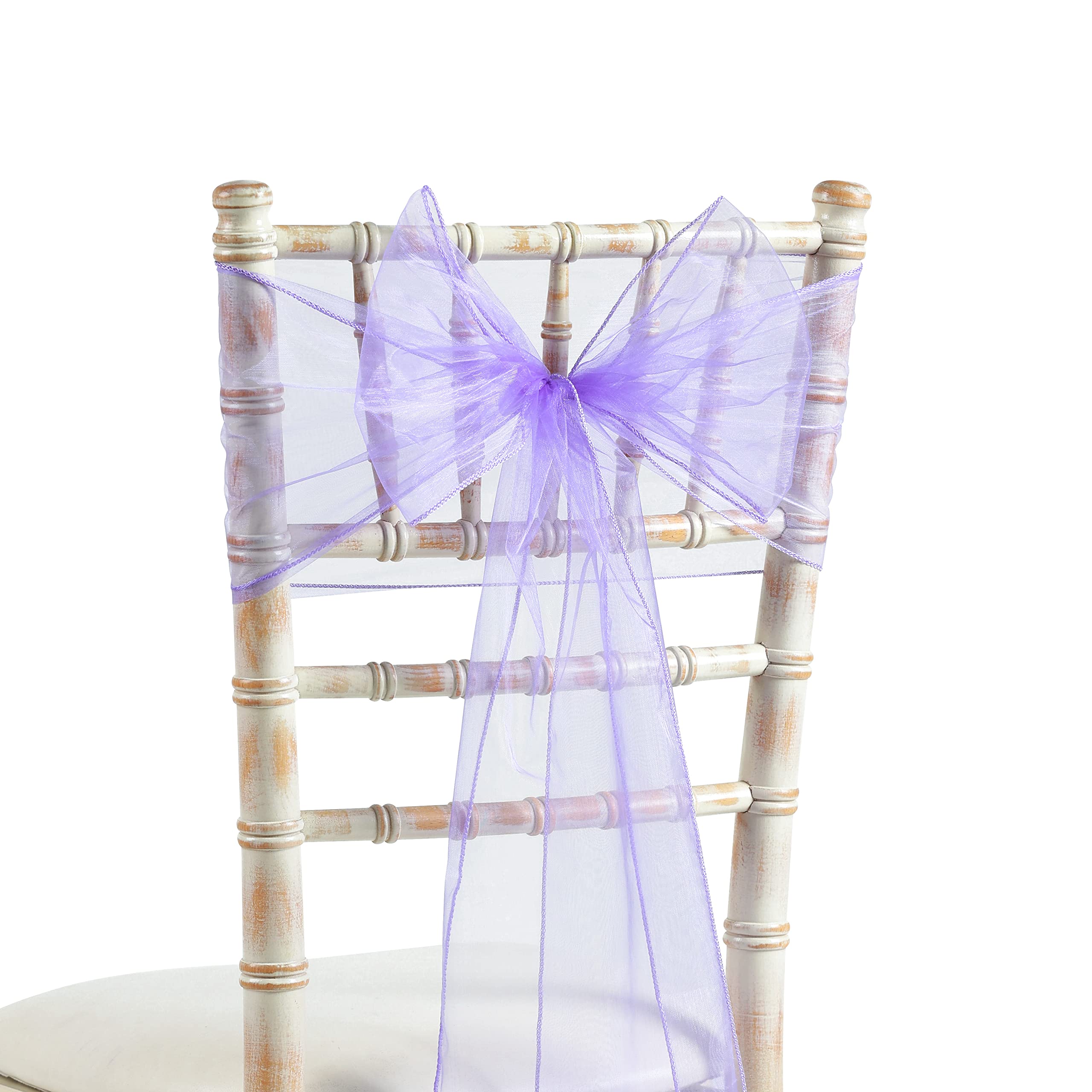 20x275cm Organza Sash Wider Sash Fuller Bows Chair Cover Bows Sash for Wedding Party Birthday Decoration (25, Lilac)