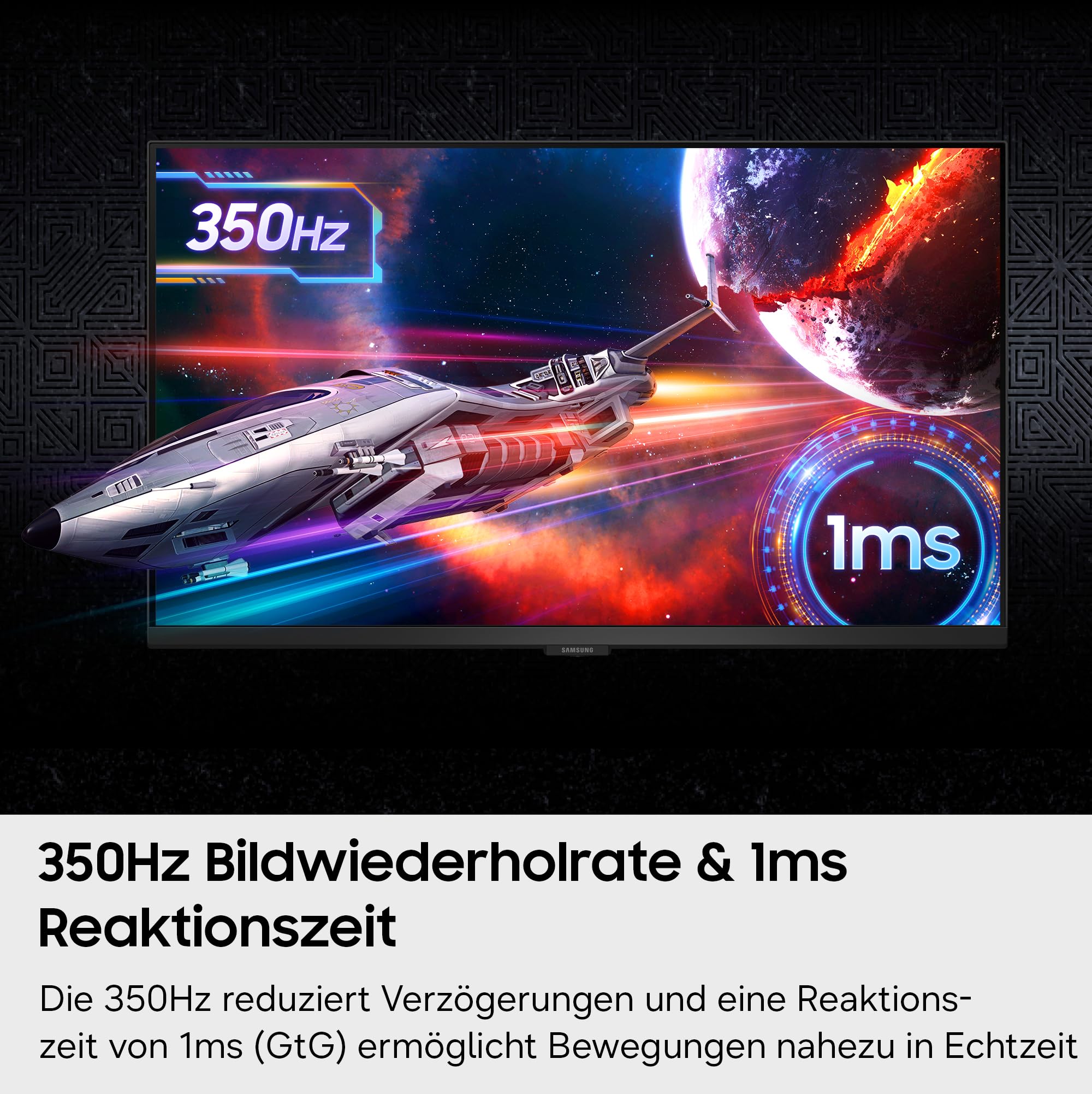 Samsung 27 Zoll Odyssey G60F Gaming Monitor, Bildschirm mit IPS-Panel, 2.560 x 1.440 Pixel, 350 Hz, 1 ms (G/G), IPS Panel, AMD FreeSync Premium, NVIDIA G-Sync, VESA DisplayHDR 400, LS27FG602EUXEN