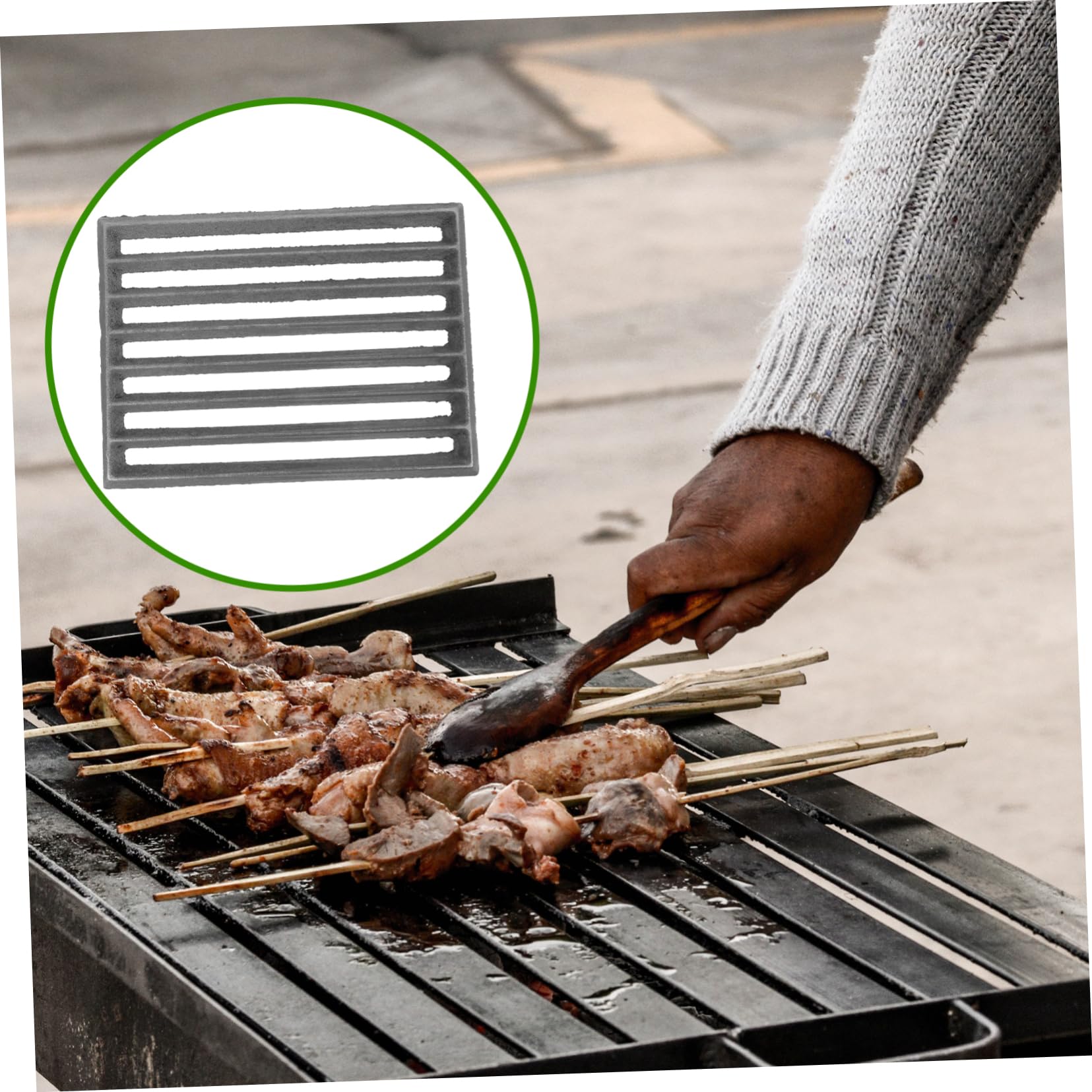 Rechteckiger Grillrost aus Gusseisen Vielseitig Einsetzbar mit Maximaler Wärmespeicherung Robustes Schwarzes Material als Ersatzrost für Grill und Kamin