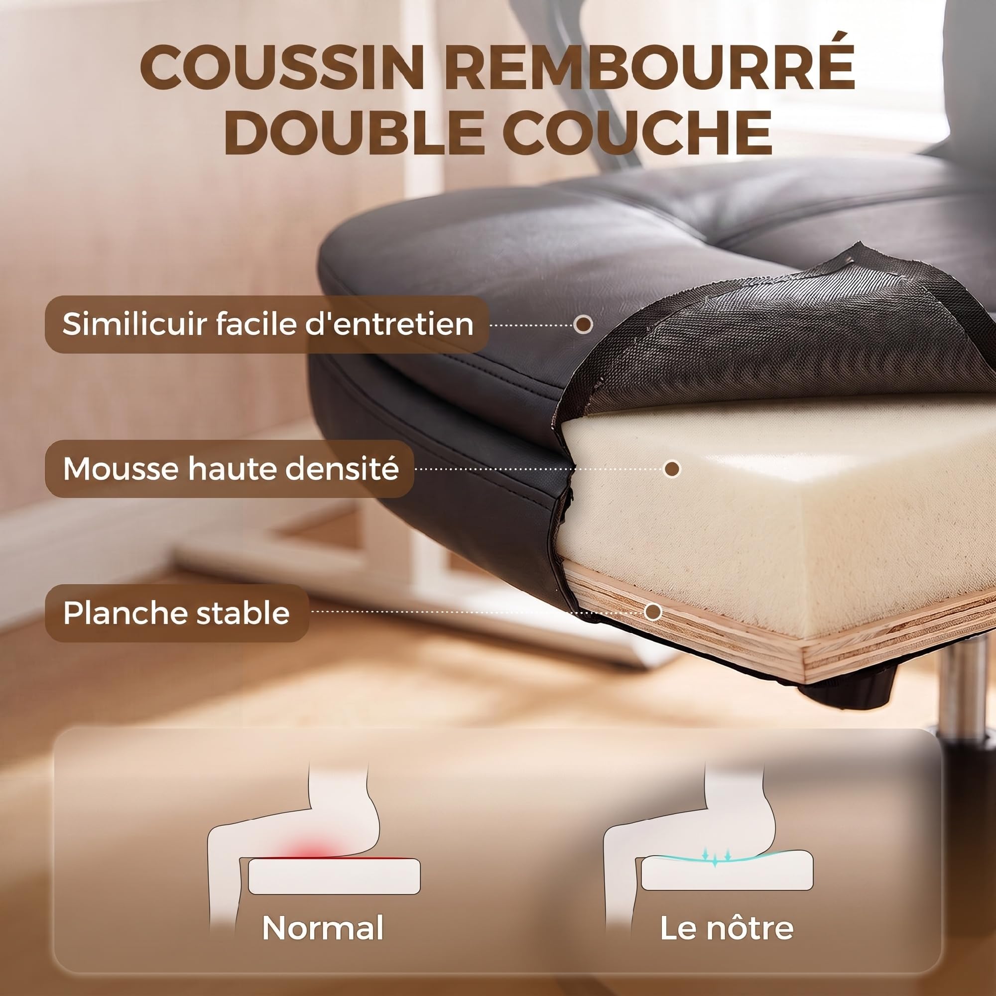 HOMCOM Chaise Bureau Ergonomique Chaise de Dessin Réglable en Hauteur Noir