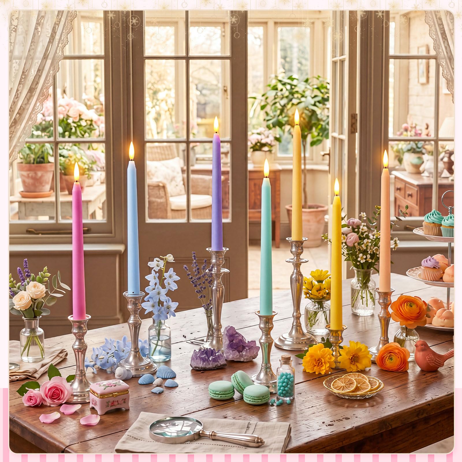 Baquler Candele coniche senza fiamma, 24 pezzi, 28,9 cm, a batteria, in plastica, a LED, sfumate, tremolanti, per matrimoni, chiesa, cene, casa, Natale, decorazione per feste