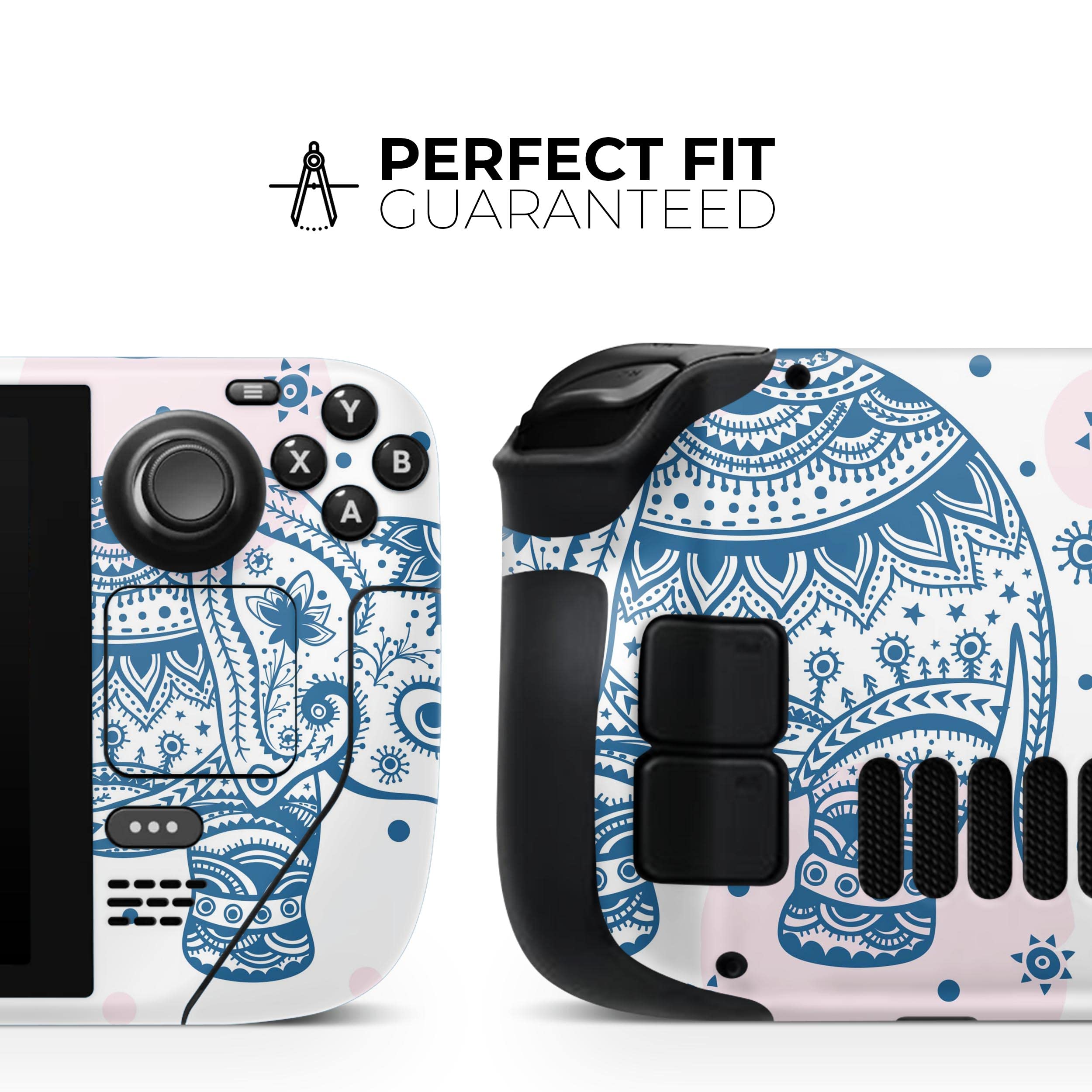 Design Skinz - Compatible with Steam Deck - Skin Decal Protective Scratch-Resistant Removable Vinyl Wrap Cover - Ethnic Navy Seamless Aztec Elephant