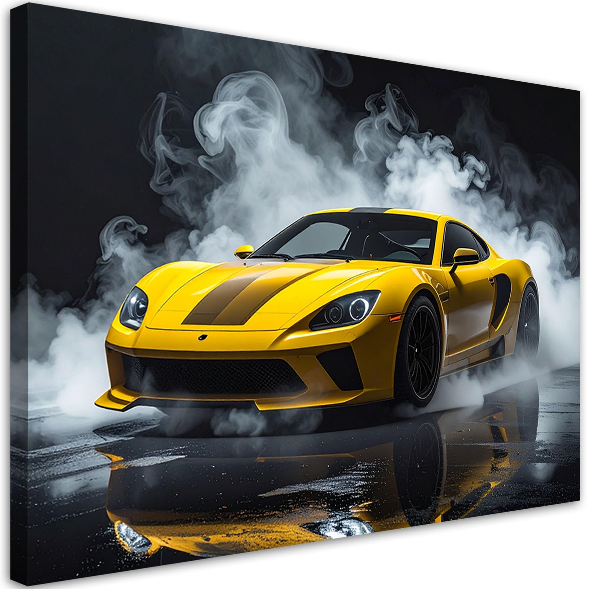 Toile voiture de sport jaune haute définition déco salon premium