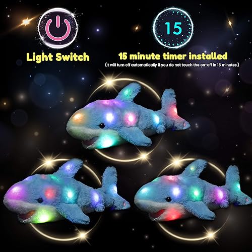 Vista 35 de Hopearl Pato de peluche con luces LED, flexible, con luces de noche que brillan en la oscuridad, regalos de cumpleaños para niños pequeños, blanco