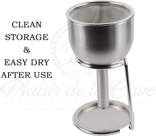 Miniatura 6 de Embudo de acero 3 en 1 con colador (ducha de vino + aireador + filtro + soporte de almacenamiento)  Mejora el vino y limpia los residuos