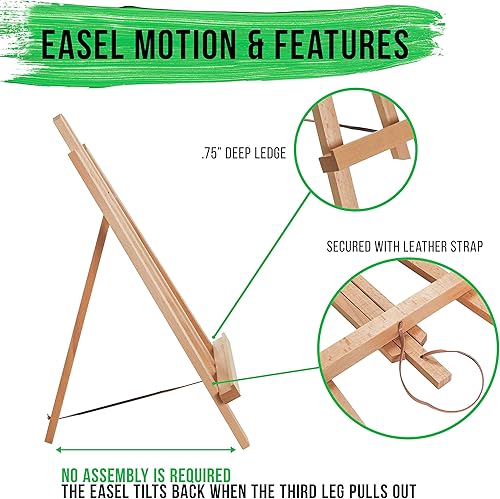 Vista 3 de US Art Supply caballete de artista marco en A de exhibición con tabla grande de 18" (paquete de 1)