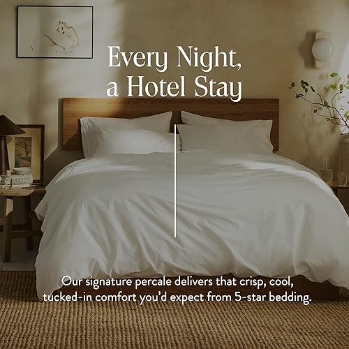 Miniatura 44 de Brooklinen Funda de edredón de percal de lujo, 100% algodón, fresca, nítida, lazos de esquina extralargos, cierre de botones, suave y transpirable