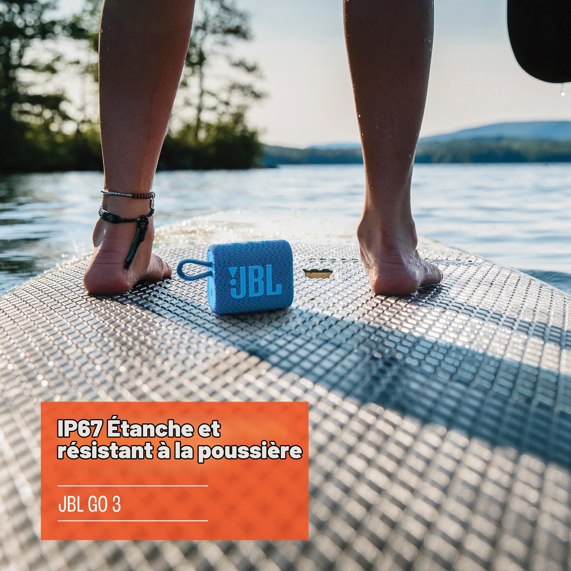 JBL Go 3, Enceinte Bluetooth portable compacte et puissante au style audacieux, Étanche à l’eau et à la poussière, Autonomie 5h, Verte