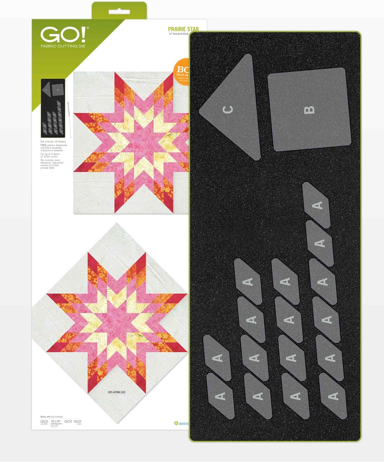 Accuquilt GO! Prairie Star-14 Finished Die