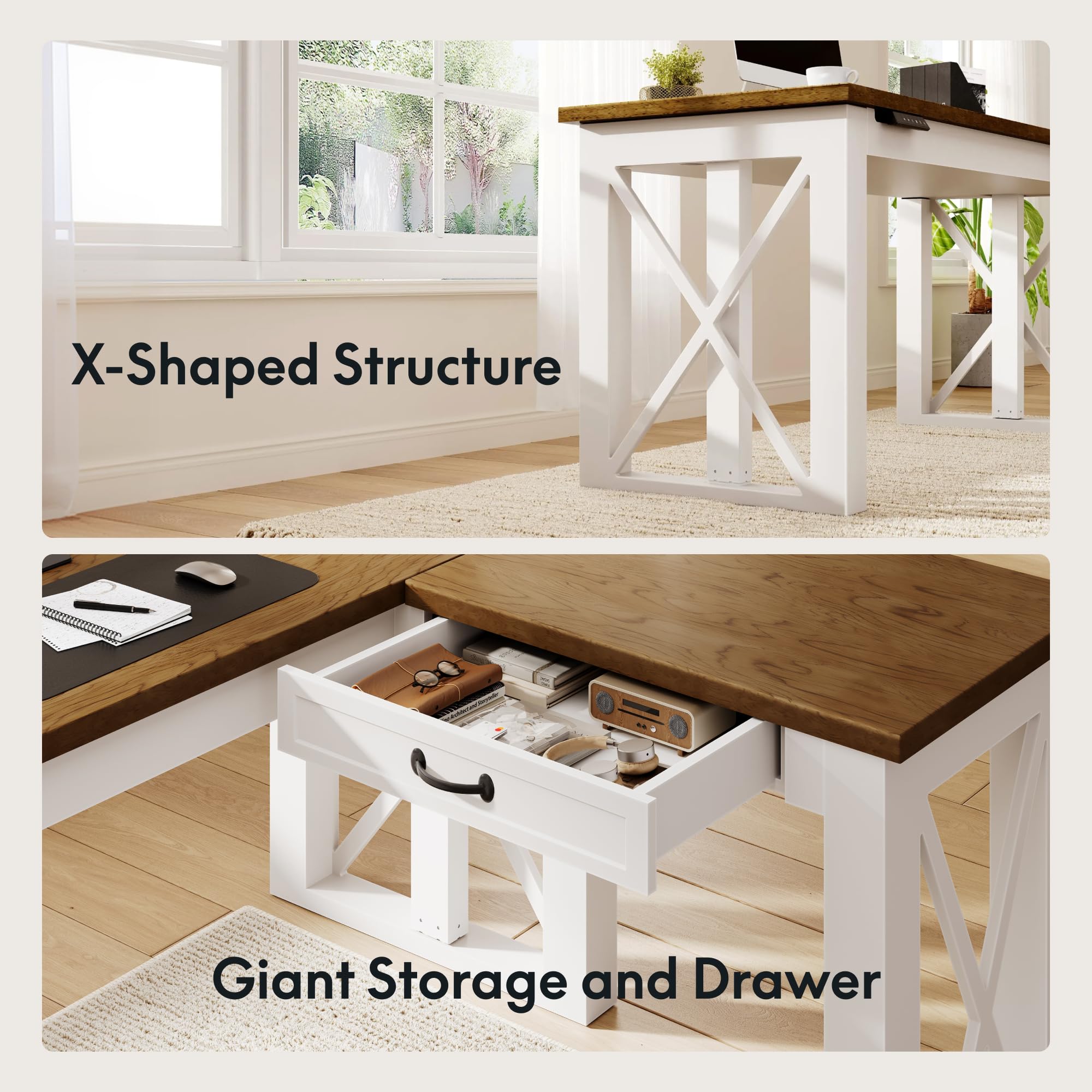 FLEXISPOT L-Shaped Standing Desk with Drawer 62x48 Sit Stand Executive Table Height Adjustable Corner Desk for Home Office — view 6