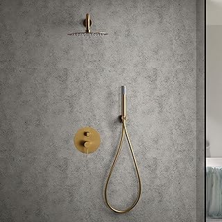 Comprar IMEX - Ducha Empotrada Monomando Dorada | Kit de Grifería Empotrado con Alcachofa y Rociador Antical Efecto Lluvia | Columna Ducha Empotrada con Grifo en Latón y Acero Inox S.304 | Serie Line