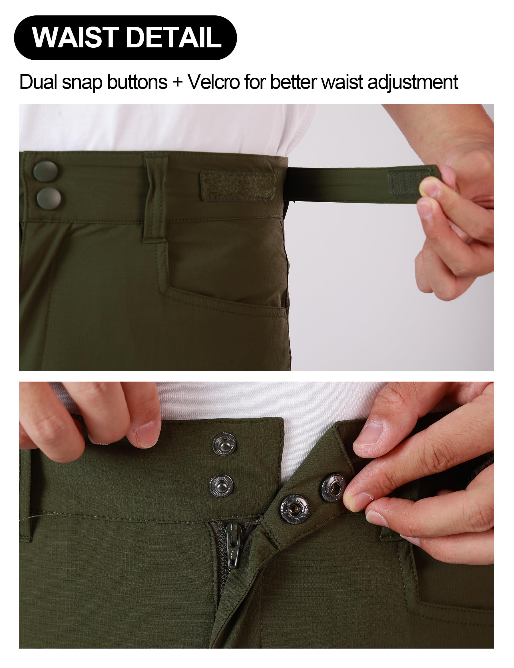 KUTOOK Pantalon d'Extérieur Amovible pour Homme Anti-Vent avec 4 Grands Poches, Pantalon de Trekking Imperméable pour Randonnée, Pêche et Course KLP703
