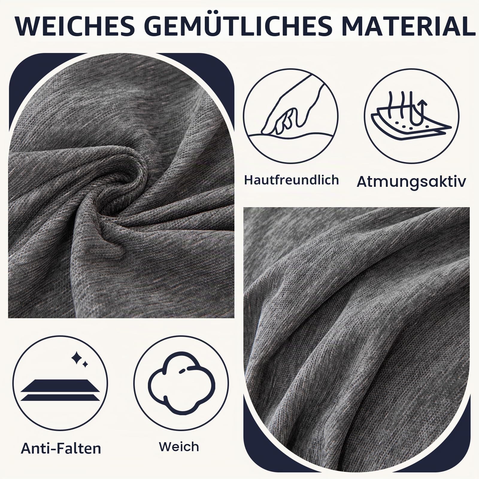 Royhom Sofa Überzug Chenille, Sofabezug L Form, Couch Überzug Ecksofa, Sofaüberwurf 3 Sitzer, Couch Überwurf mit Deko Quasten, Grau Sofa Überwurf(Dunkelgrau, 180x340cm)