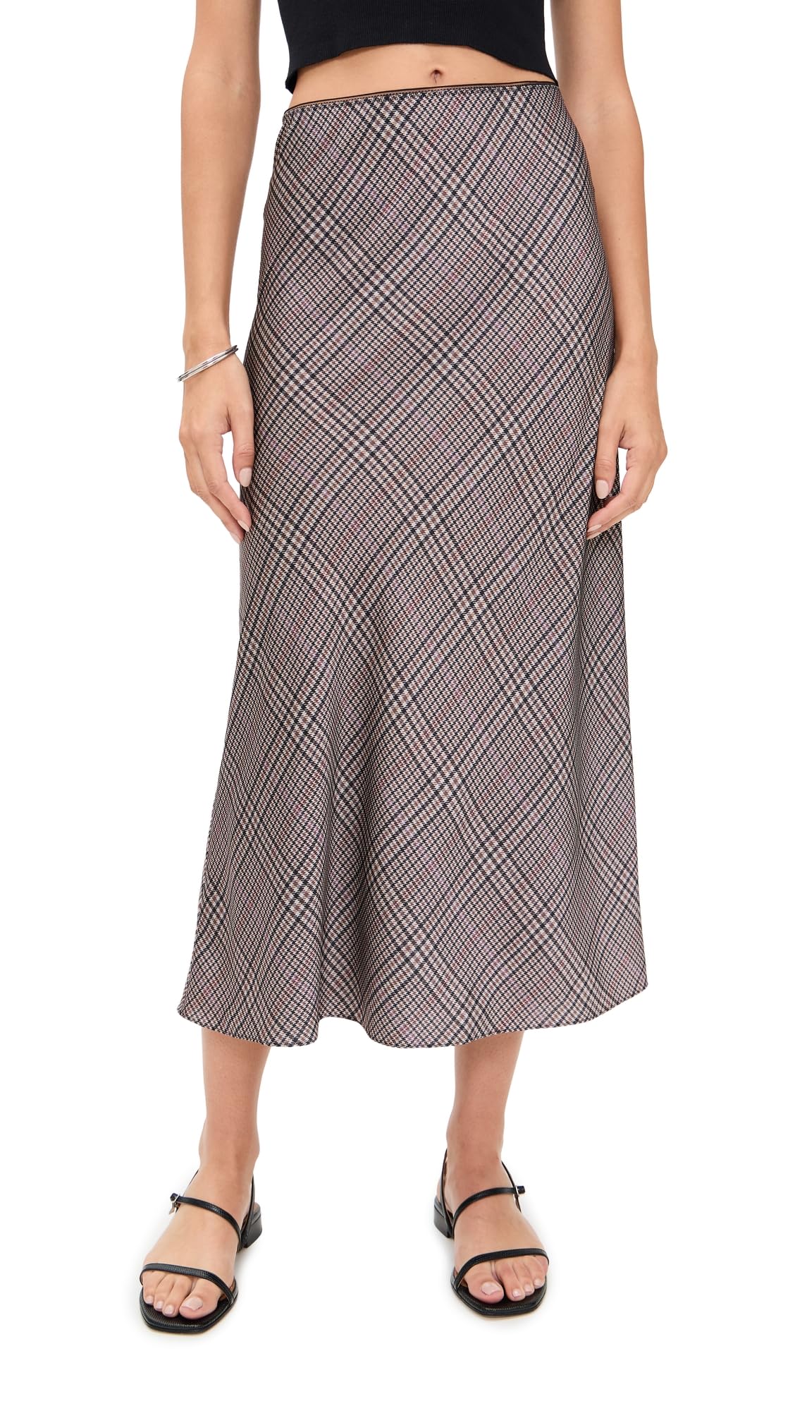 Vince Women's Pressed Plaid Shaped Hem Skirt