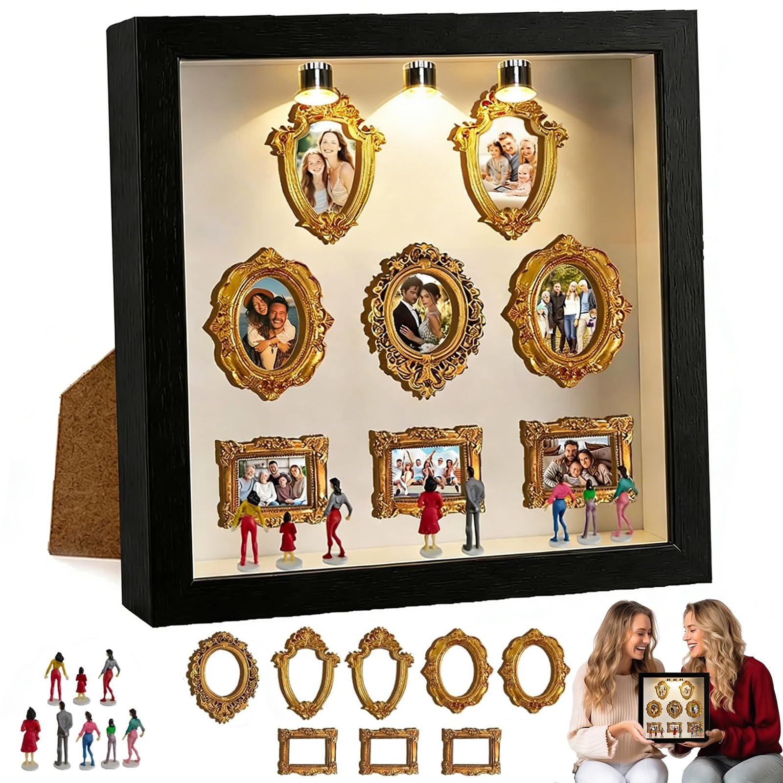 Mini Museum Silhouette Box, Mini scatola fai da te con Sagoma Museale, Museum Of Us Cornice, Mini Cornici Dorate fai da Te, Figurine Mini Museo Cornice Scatolas, para Regalo San Valentín (M3)