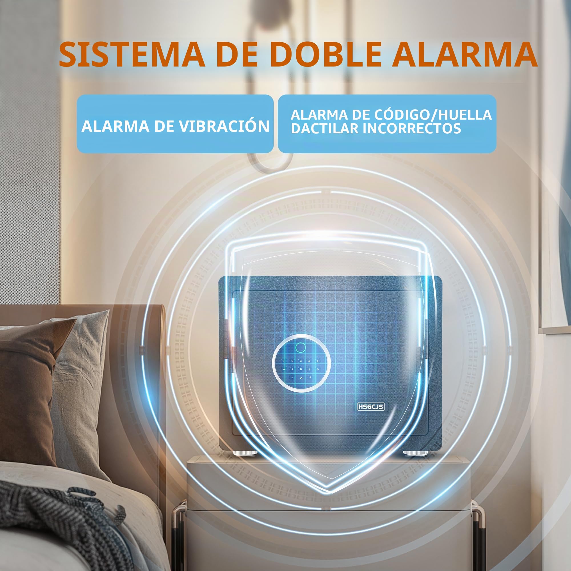 HSGCJS Caja fuerte biométrica de huellas dactilares con teclado digital, caja fuerte de seguridad para el hogar, la oficina y el hotel, 1.2 pies cúbicos