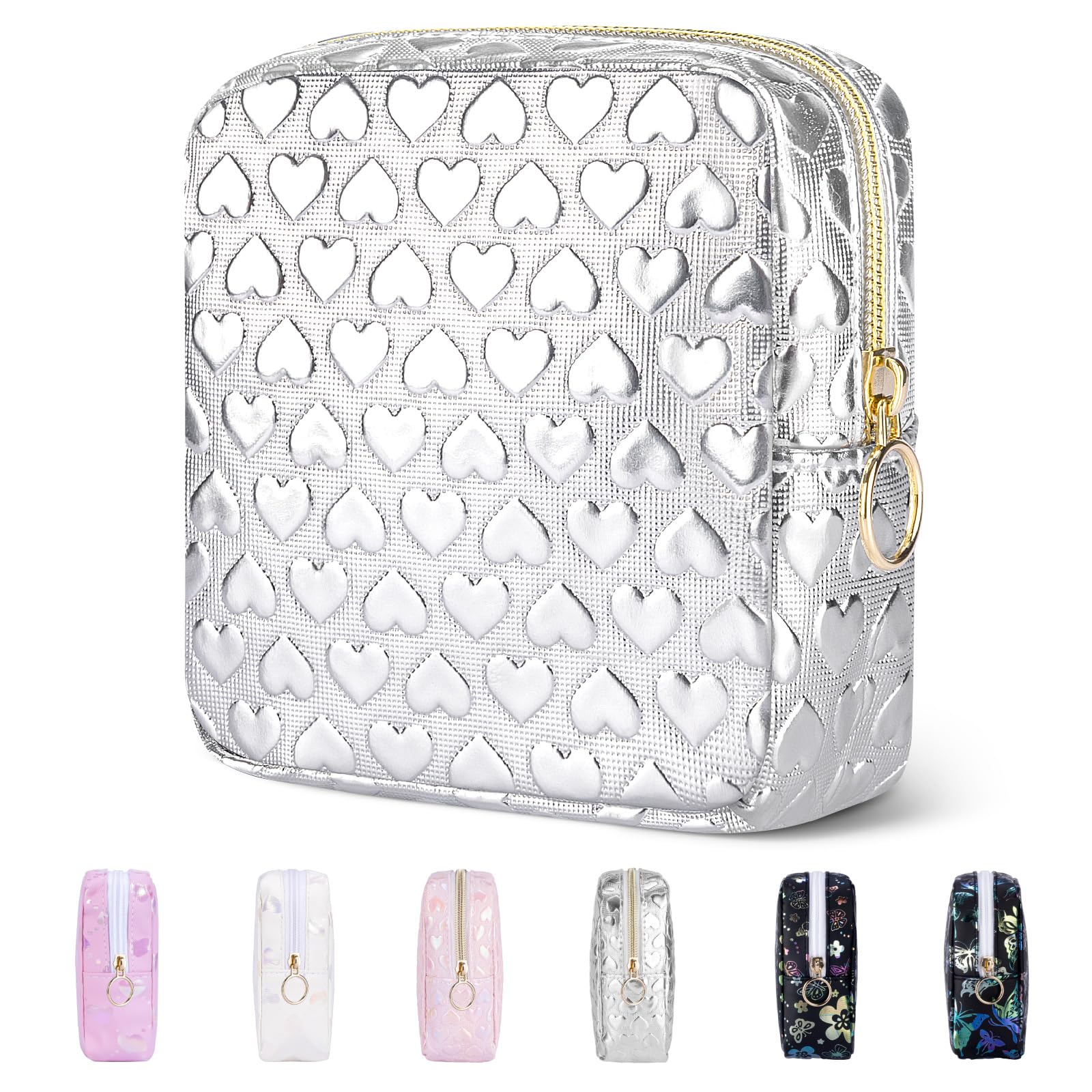 Likesing 5.1" Mini Makeup Bag for Purse, Leather Small Makeup Pouch Travel Cosmetic Make up Bags for Women Girls, Cute Preppy Mini Toiletry Bag Coin