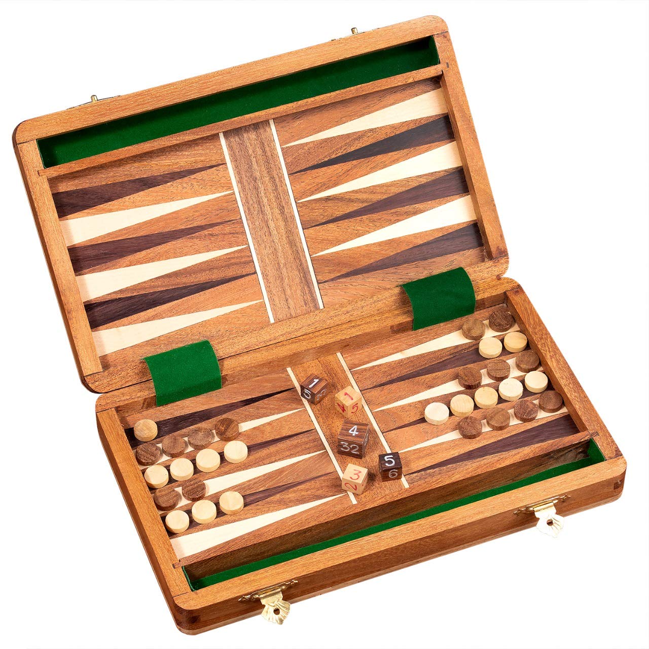 Aheli Wooden Backgammon Set - Classic Board Game Case - Portable and Travel with Indian Rosewood Playing Pieces and Accessories Games for Adults and Kids