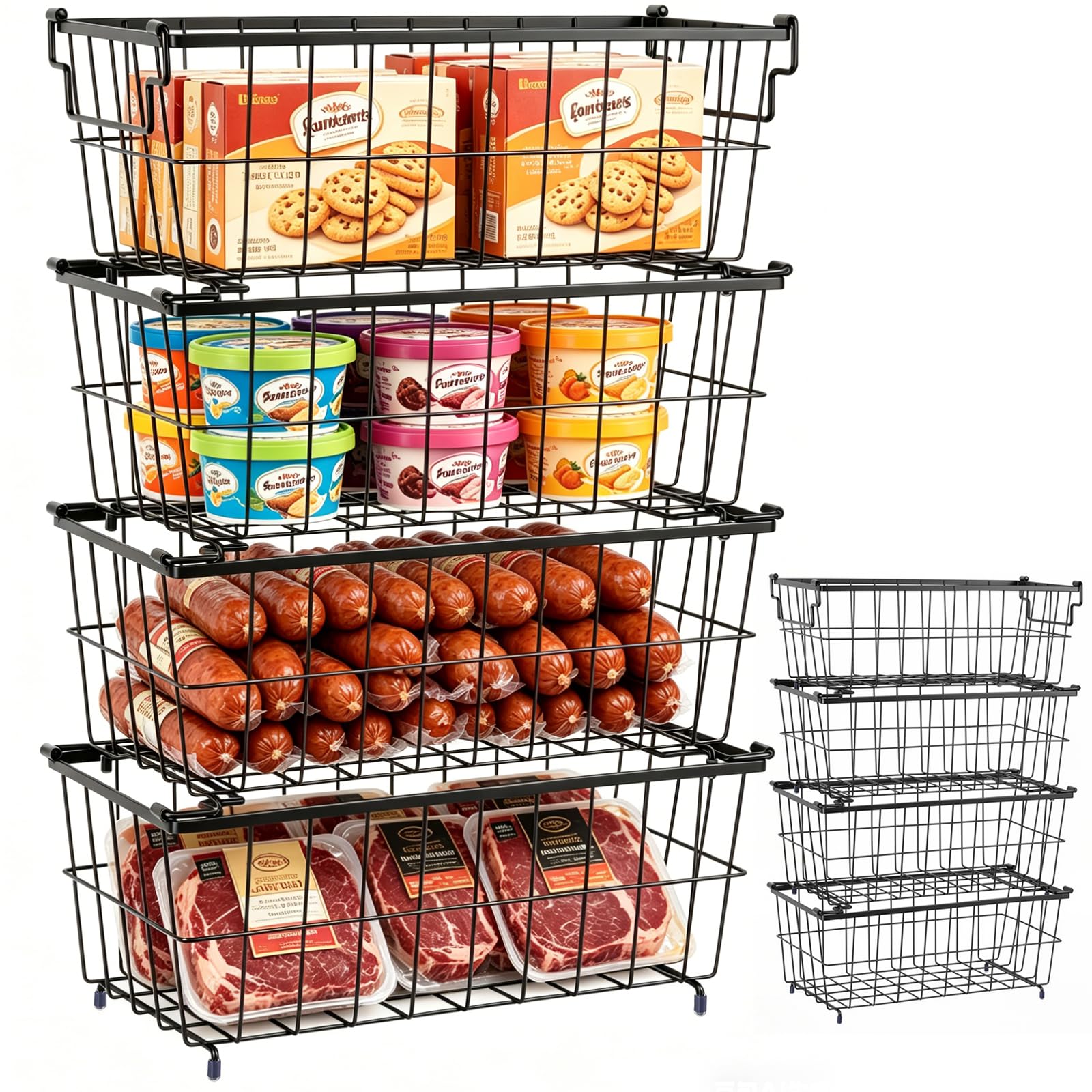 Otopone Freezer Baskets, 4 Pack Chest Freezer Organiser