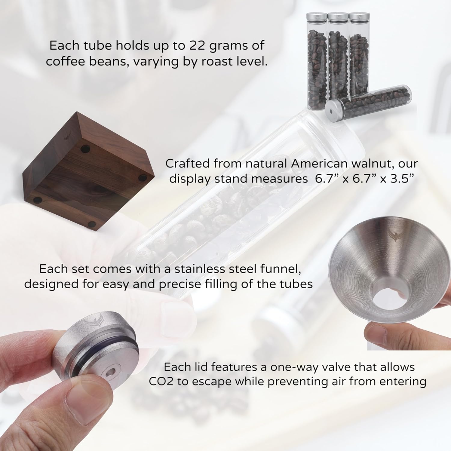 Coffee Bean Cellar and Dosing Cup Set Single Dose Coffee Bean Storage with Espresso Dosing Cup and Coffee Spritzer