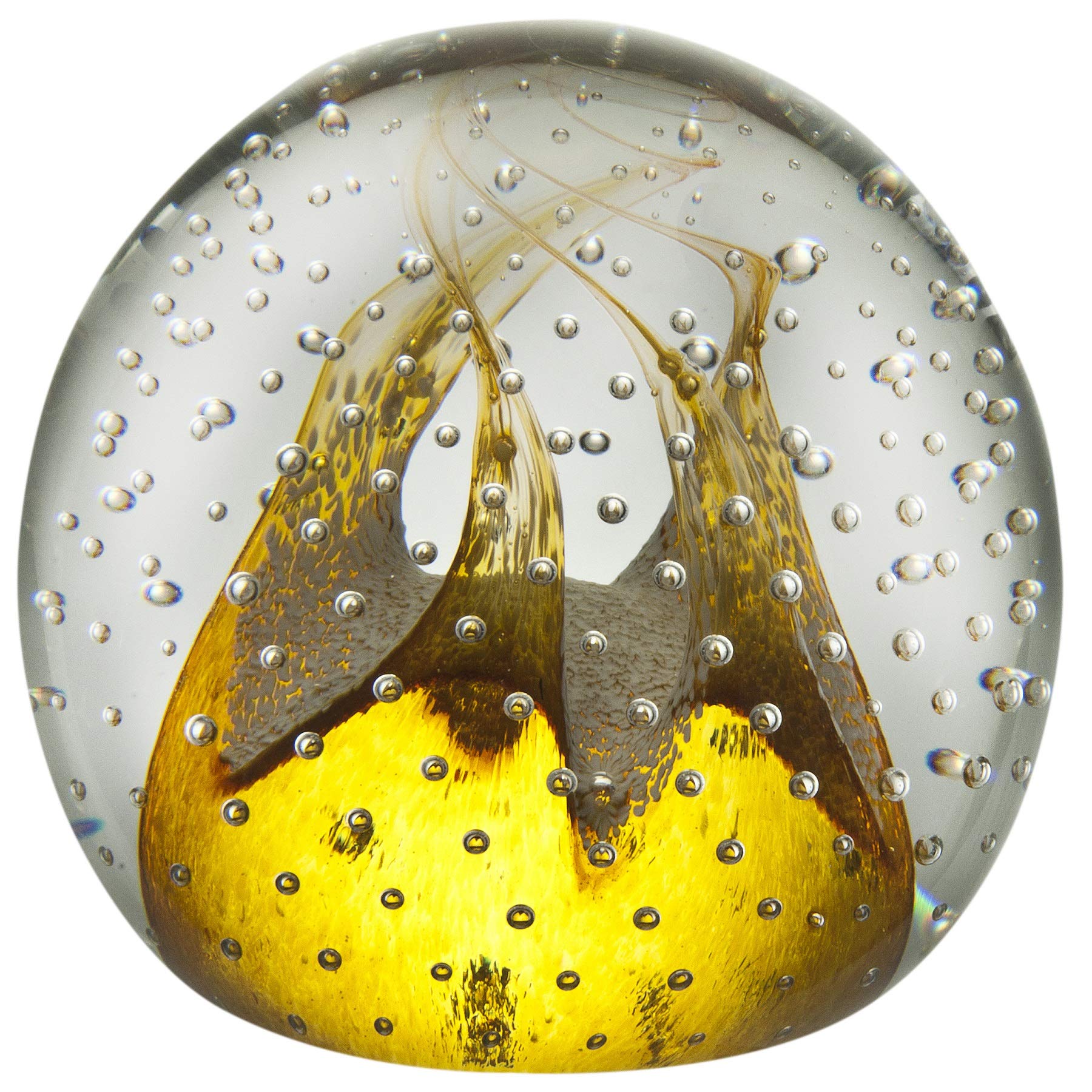 Caithness Glass Gold Congratulations Paperweight