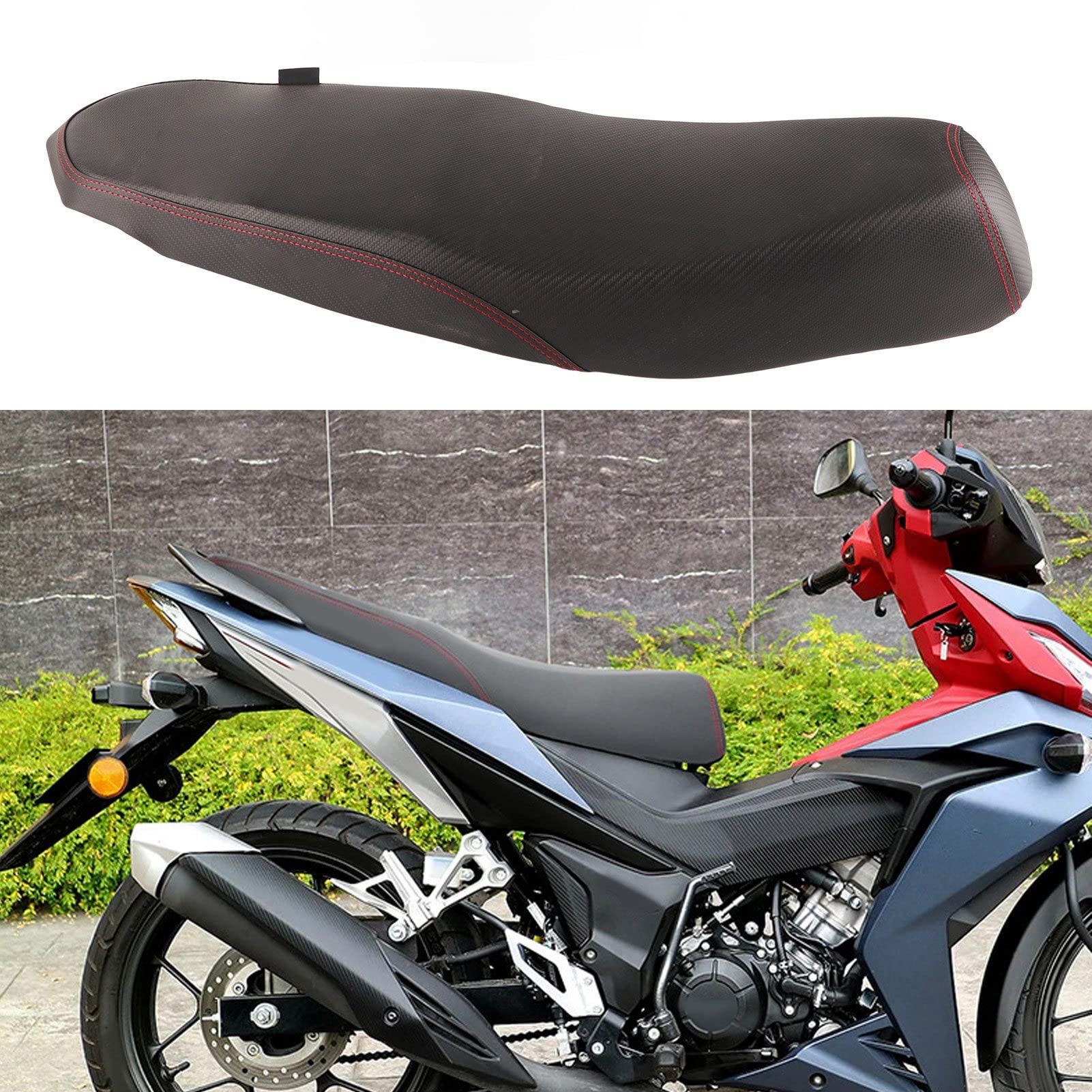 Jadeshay Motorfiets Zitkussen, PU Lederen Zachte Spons Rider Passagier Seat Pad Zadel Waterdicht Slijtvast Voor RS150