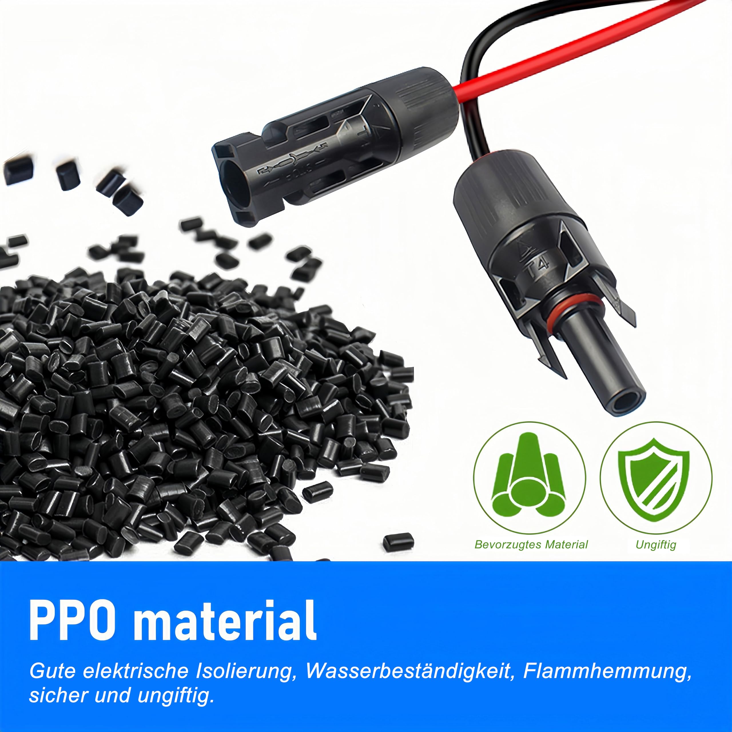 Kabel solarny 6 mm², kabel przedłużający z wtyczką solarną, adapter solarny, fotowoltaiczny kabel solarny czerwony + czarny, do elektrowni balkonowej, panelu słonecznego, RV (10 m kabel solarny 6 mm²)