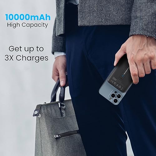 Miniatura 5 de TECHSMARTER Cargador portátil inalámbrico magnético USB-C de 10000 mAh 18 W, batería compatible con iPhone 16, 15, 14, 13, 12