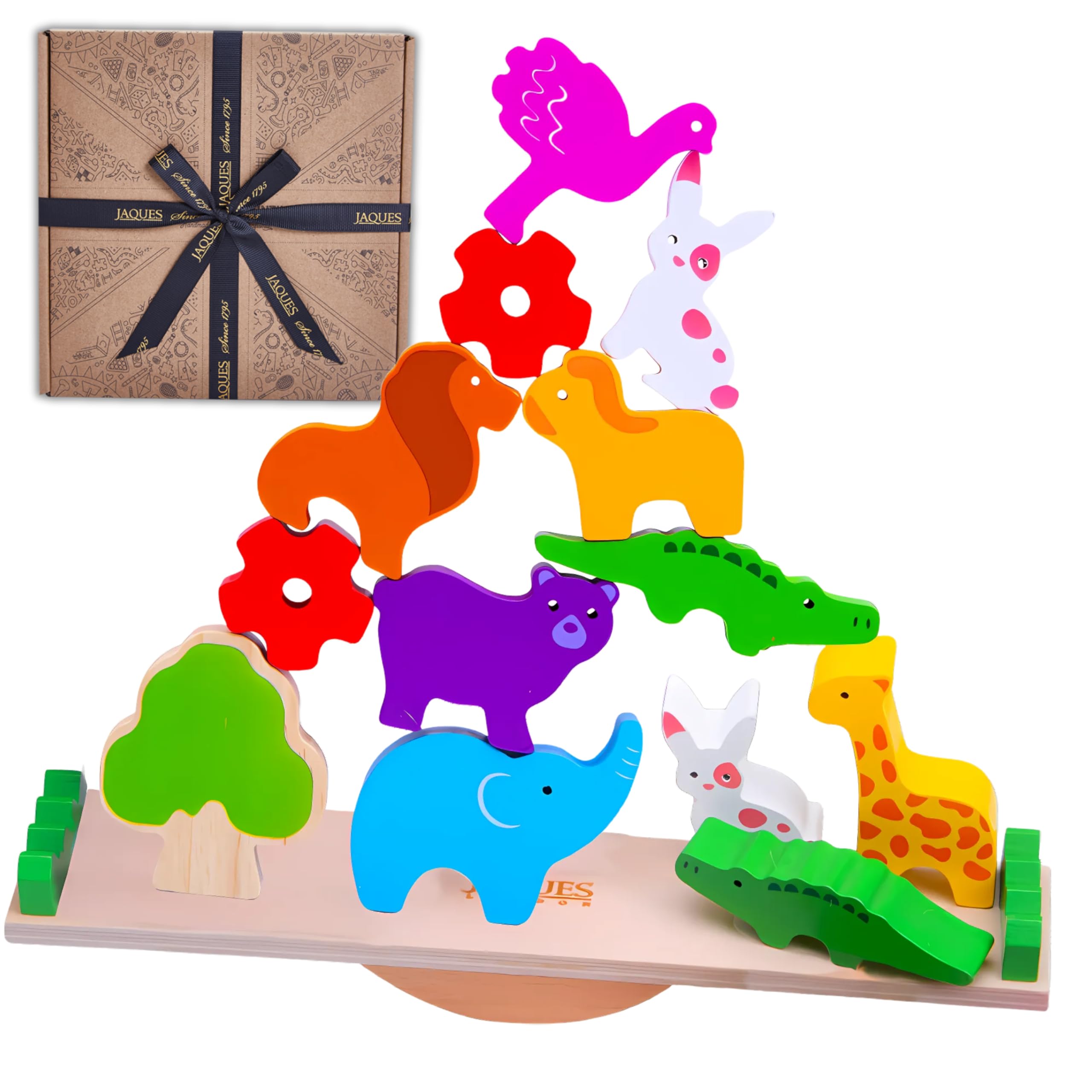 Jaques of LondonAnimal Toys Shape Sorter Seesaw | Premium Wooden toys for 3 4 5 year old boys and girls | Montessori Toddler Toys Since 1795