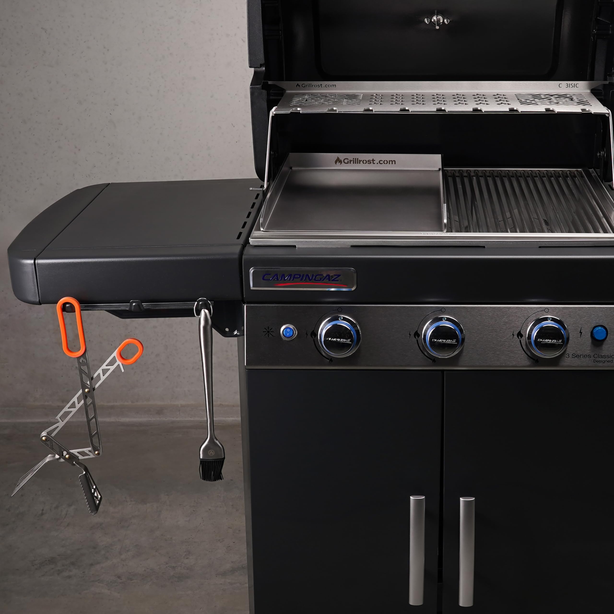 Grillrost.com Das Original Plaque de Cuisson en Acier Inoxydable | Plancha 40x30cm - Taille Universelle | 4mm Massif - Made in Germany