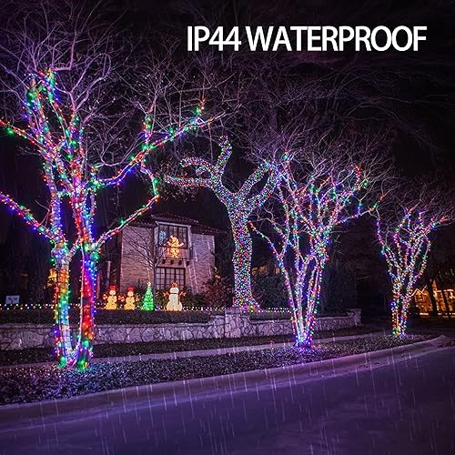 Miniatura 7 de Dazzle Bright Guirnalda de luces LED de Navidad de 164 pies, 500 luces LED de alambre verde impermeable con 8 modos, decoraciones de Navidad al aire