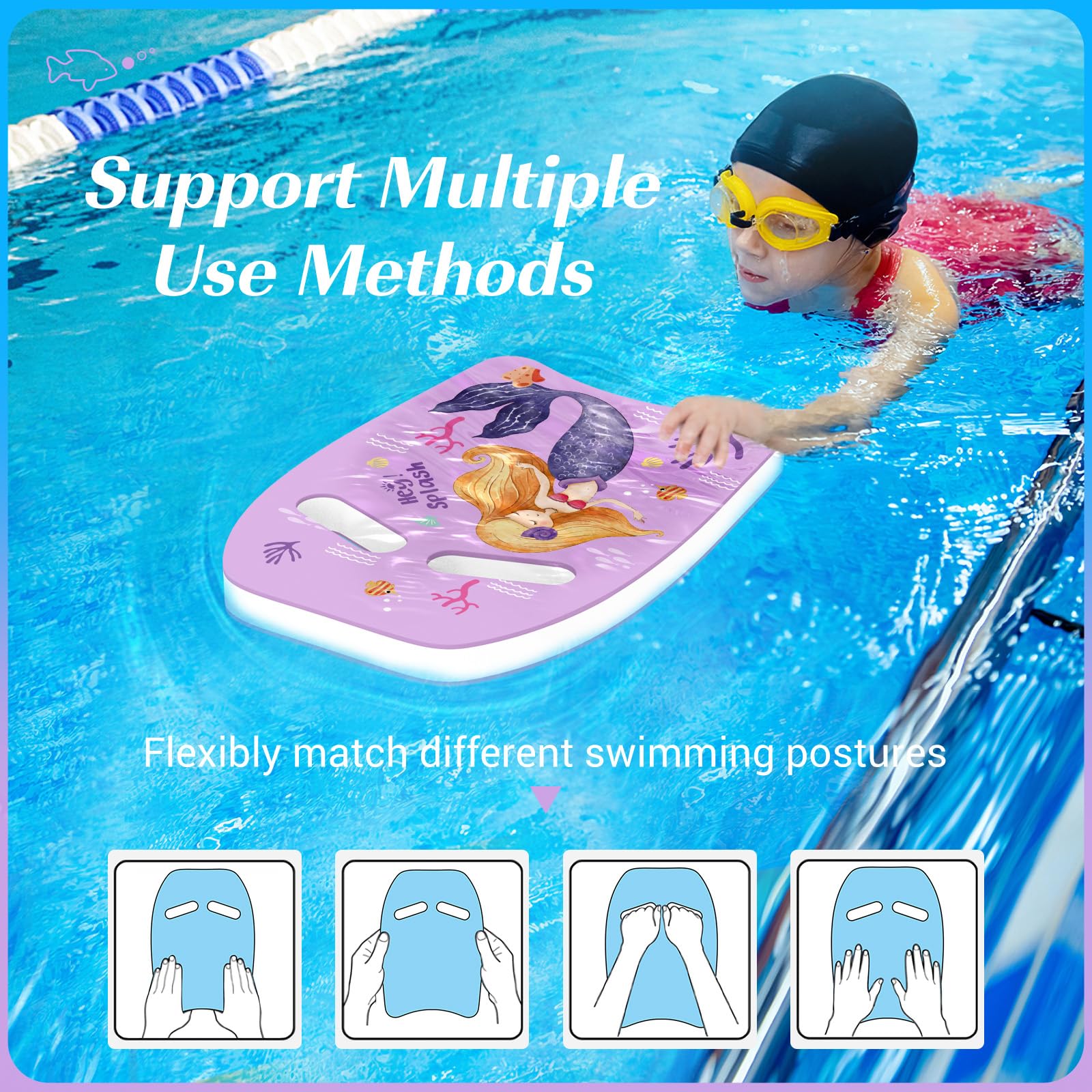 HeySplash Schwimmbrett für Kinder Erwachsene, Schwimmhilfe Schwimmen Kickboard mit Griffen, Schwimmbretter Schwimmnudel Kinder ab 3-6 Schwimmboard Schwimmtraining Schwimmen Lernen Schwimmstils