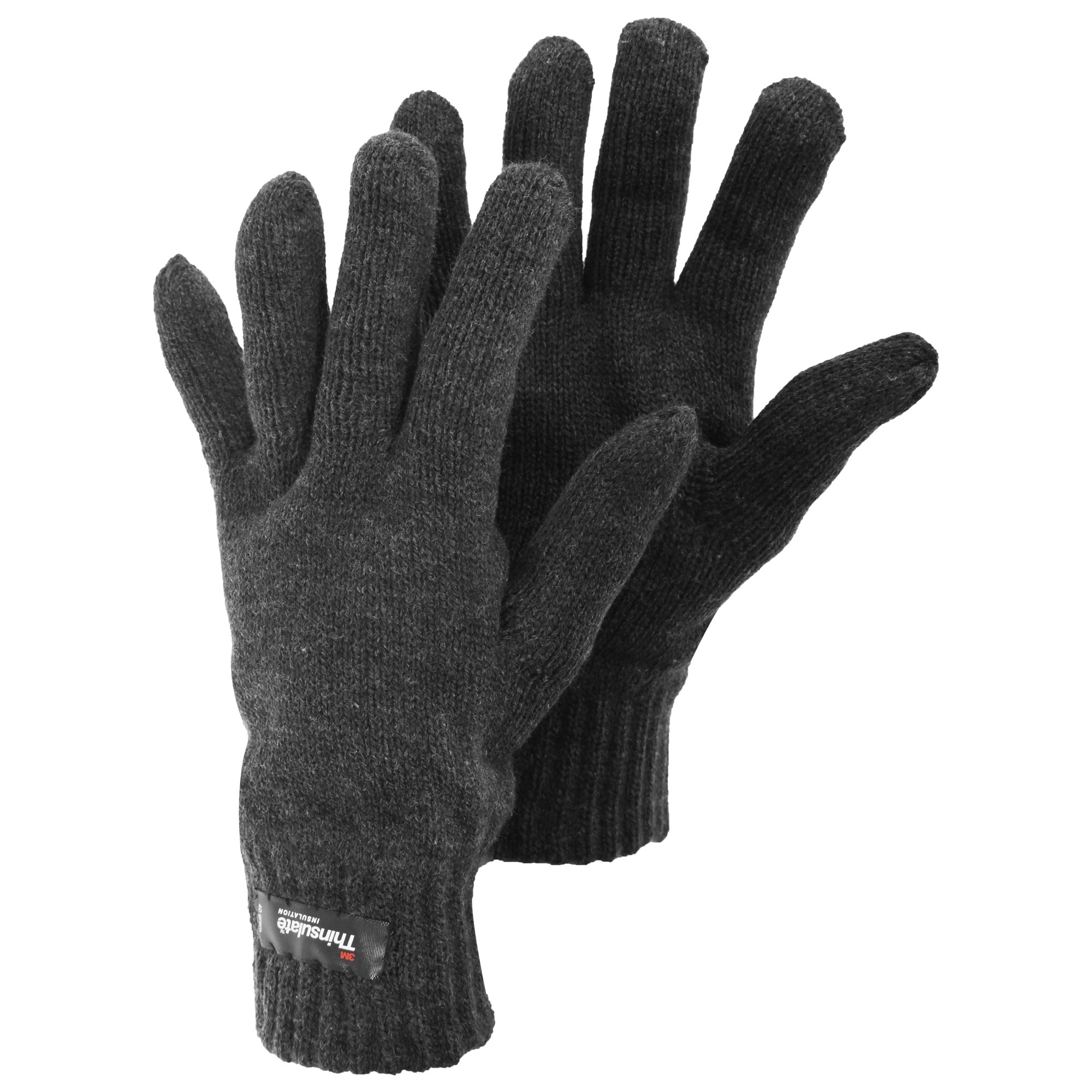 Textiles Universels Men's Grey Universal Textiles Heatguard Thinsulate Thermal Knitted Winter Gloves (M/L) (Grey)