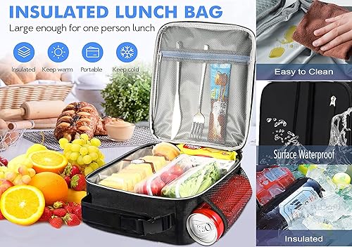 Miniatura 5 de Lonchera aislada para hombres, adolescentes, niños, adultos, portátil, elegante, pequeña, diseño especial para trabajo, oficina, escuela, picnic