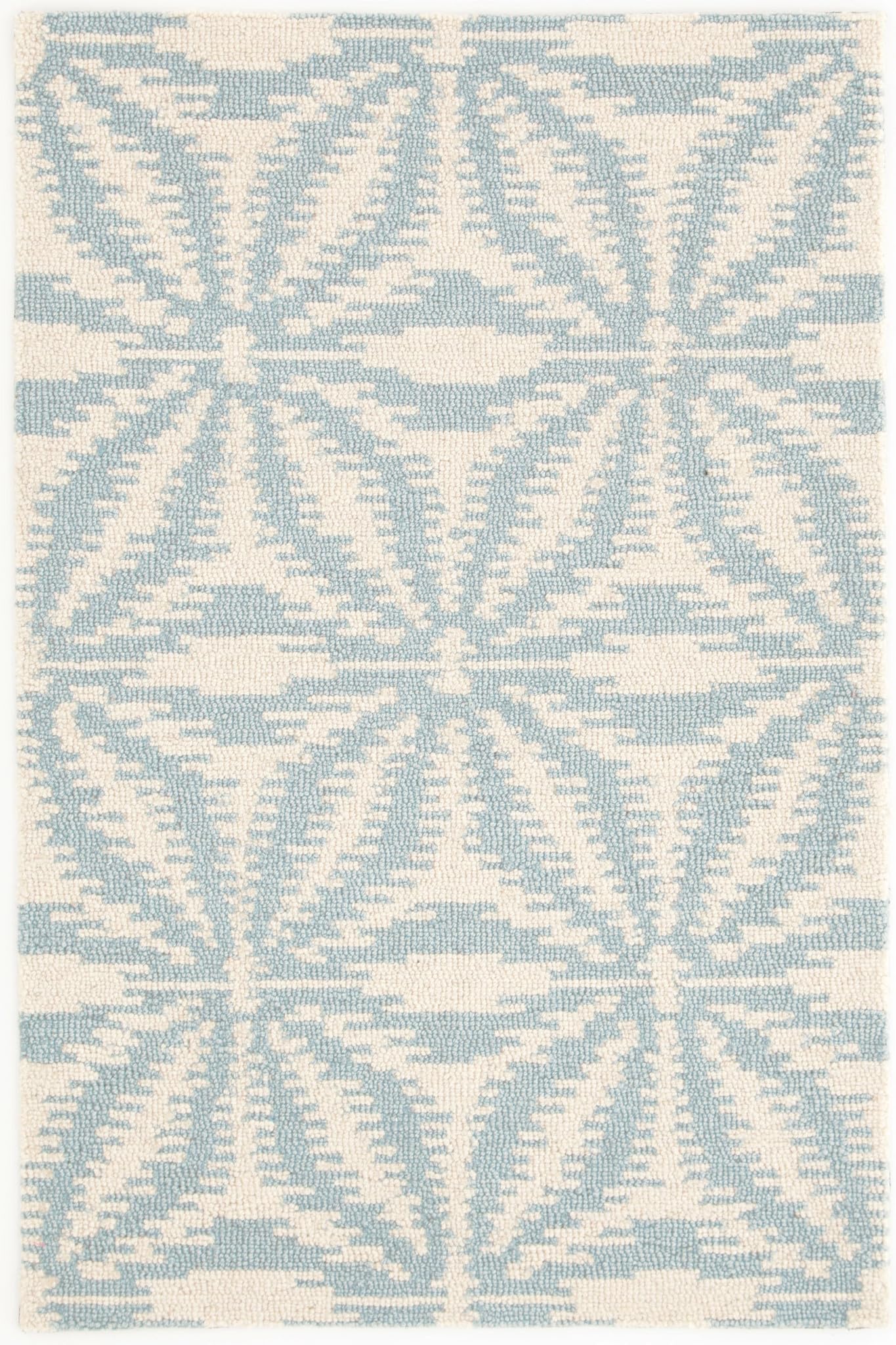Dash & Albert Aster Sky Hand Micro Hooked Wool Rug, 2 X 3 Feet, Blue Geometric Pattern