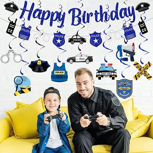 Vista 352 de Zwiebeco Decoración de fiesta de feliz cumpleaños, banderín, guirnalda de banderines, kit de abanico de papel para niños, Capitán América