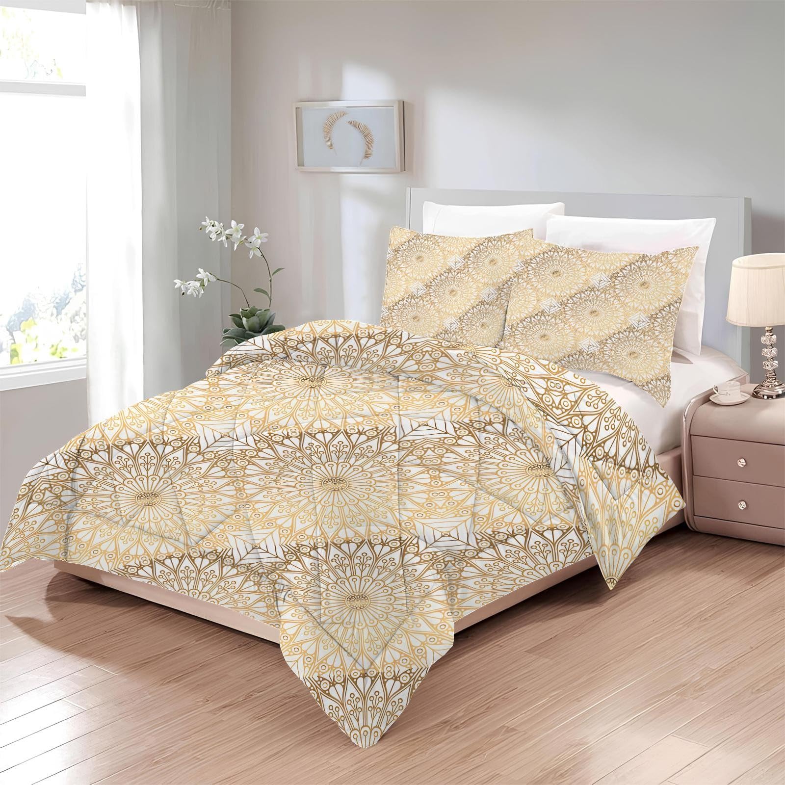 Geometrie Bettdecke 135x200 4 Jahreszeiten - Bettdecken Boho - Ganzjahresdecke Abstrakt - Waschbare Bettdecke ohne Bezug Nutzbar - Wende Muster Steppdecke mit 2 Kissenbezug - U-558