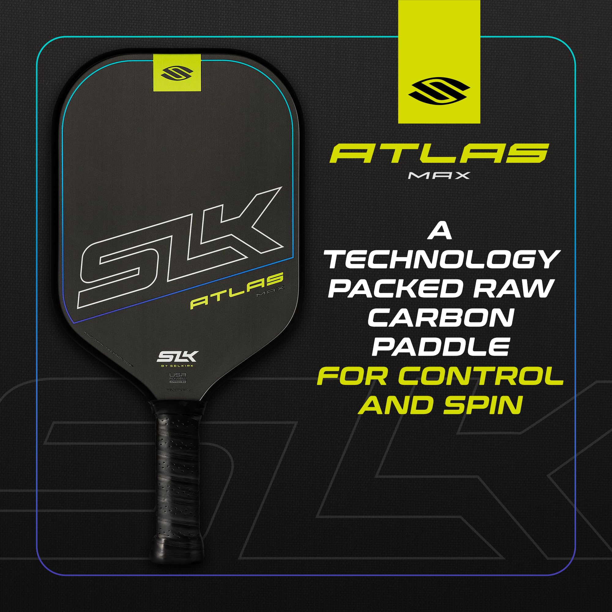 Selkirk Sport Atlas Pickleball-Paddel | SLK Raw Kohlefaser Pickleball-Paddel-Set | Der perfekte Starter für jeden kommenden Pickleball-Spieler