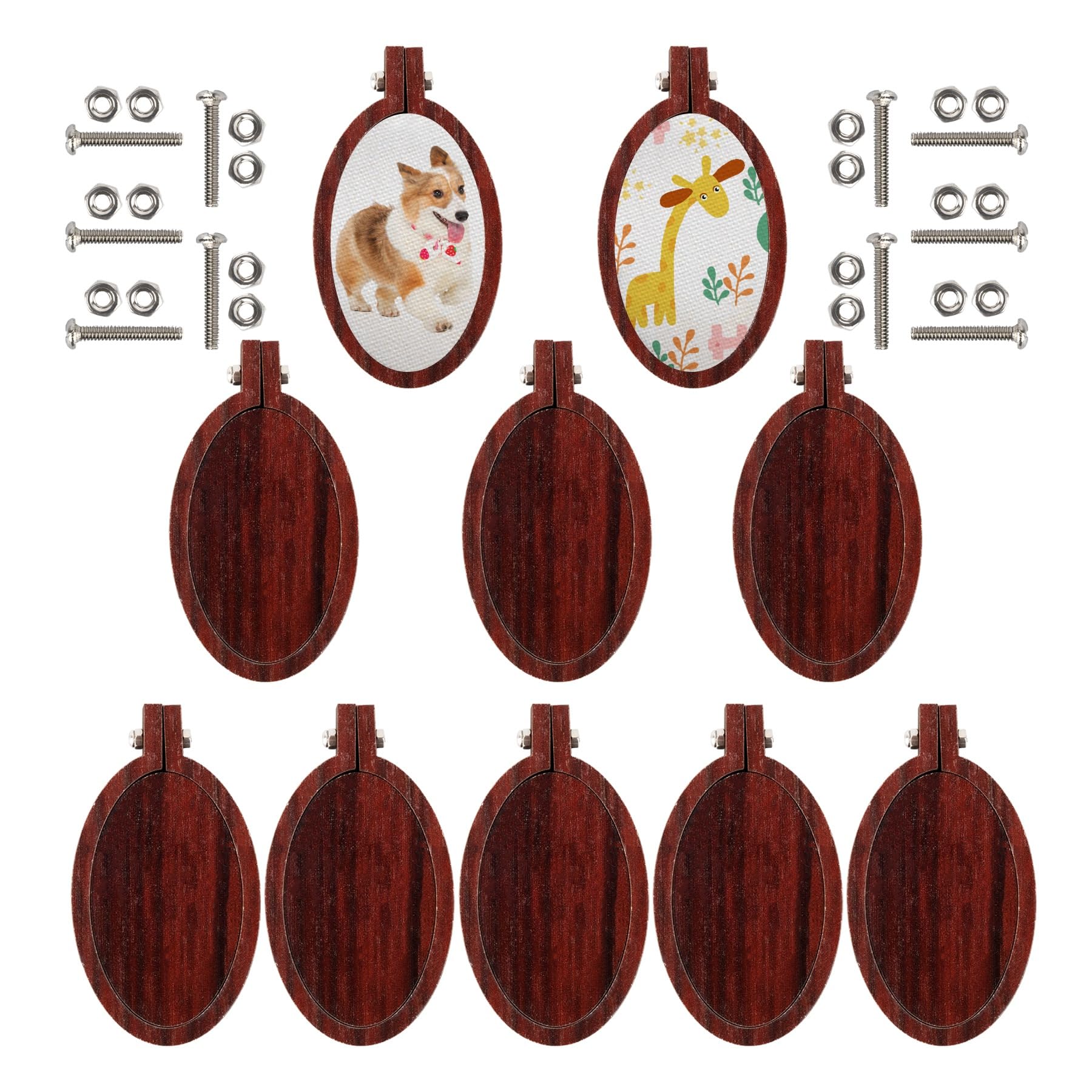 Framendino, 10 Pack Mini Embroidery Round Cross Stitch Hoops for Jewelry Crafts Oval 2.67
