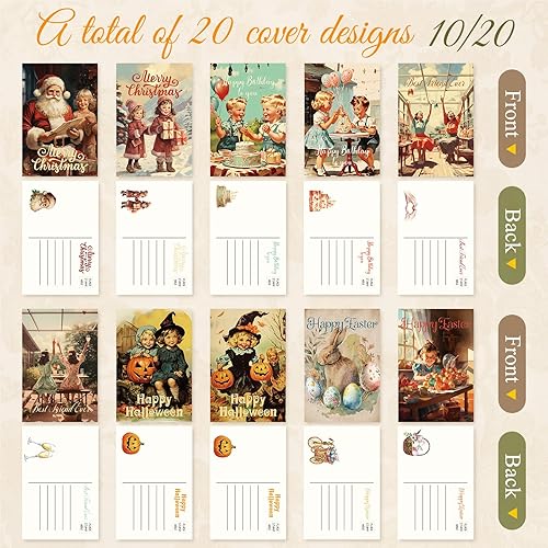 Miniatura 4 de Nuanchu 80 tarjetas vintage para muchas ocasiones, de 4 x 6 pulgadas, tarjetas postales surtidas, tarjetas de felicitación, regalos para San