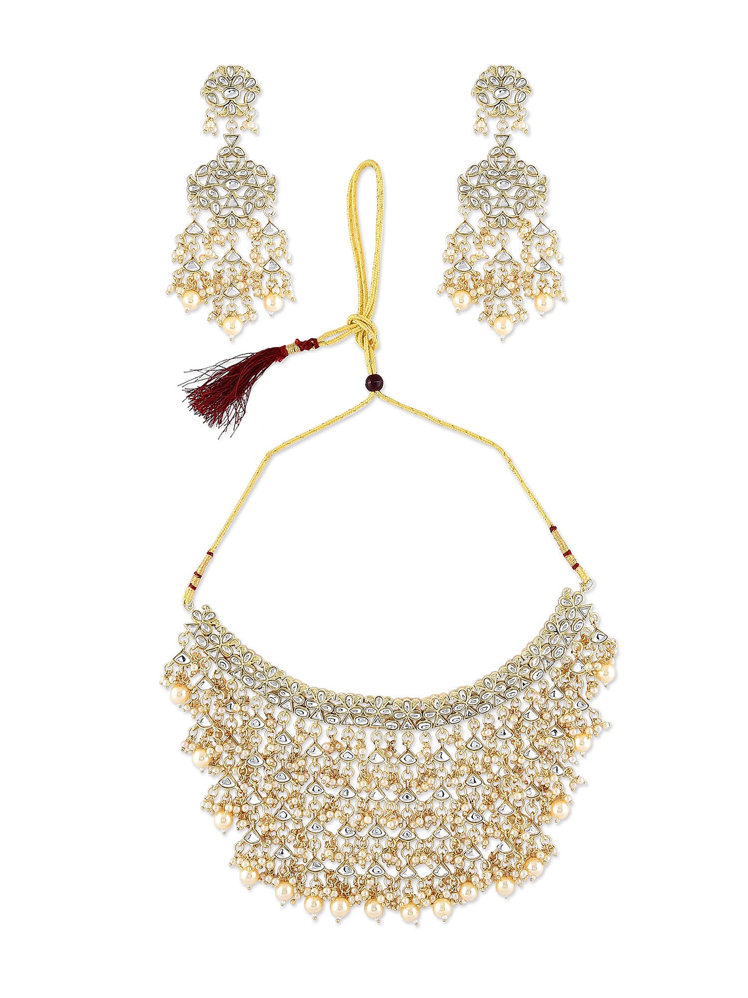 ZAVERI PEARLS Gold Tone Ethnic Kundan Choker Necklace & Earring Set For Women-ZPFK10485 (B09DT5VKQY) Amazon Price History, Amazon Price Tracker