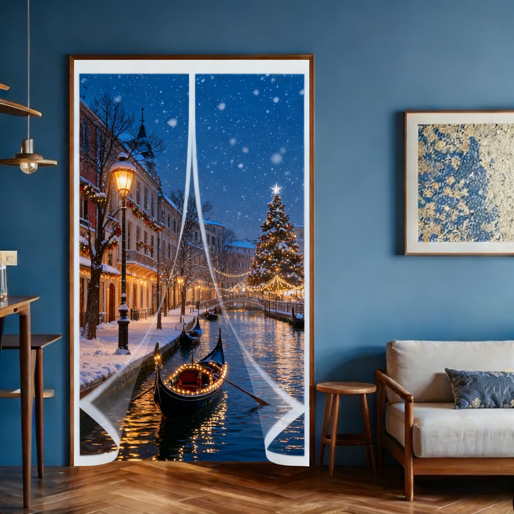 Rideau de porte d'hiver 117 x 180 cm isolant thermique magnétique pour chambre et cuisine