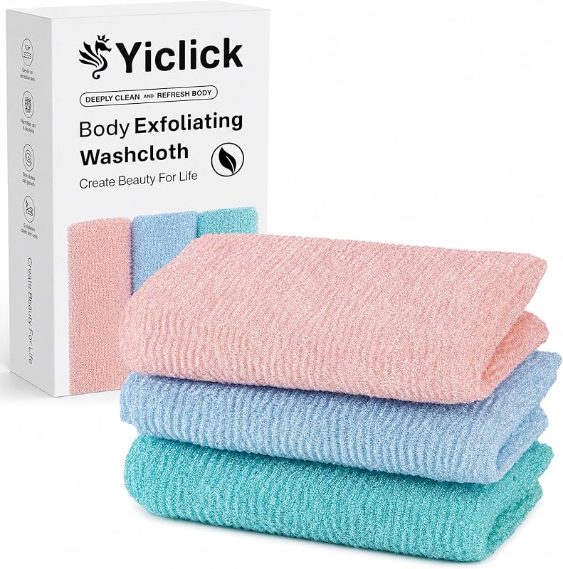 Esponjas de banho esfoliantes Yiclick, 3 unidades, com esponja para costas, 101,6 cm